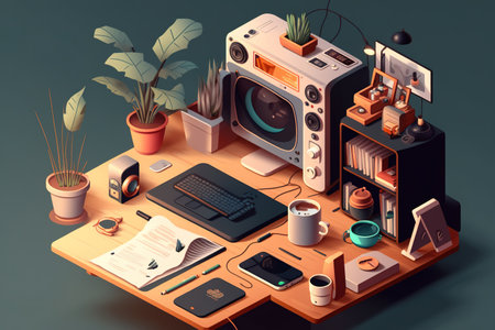 AI generated 3D workspace visualsの素材