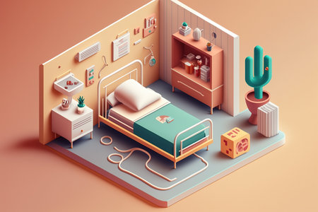 Medical room 3d isometric illustration generated aiの素材