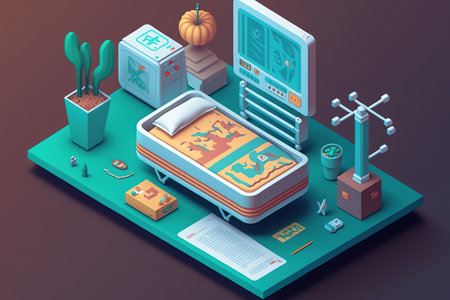 Medical room 3d isometric illustration generated aiの素材