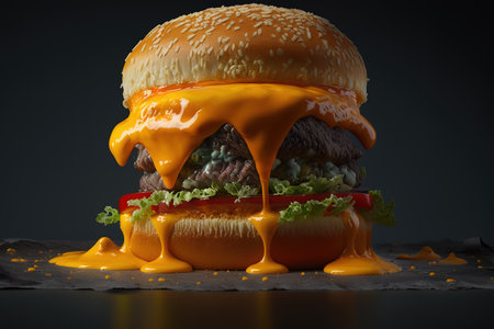 A burger with melted cheese generated by AIの素材