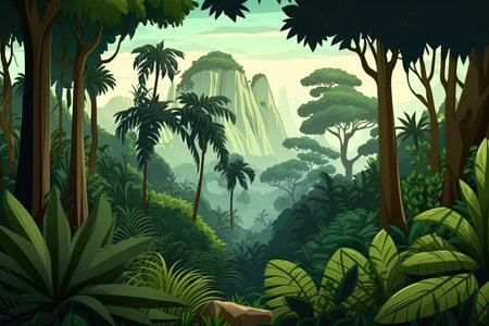 a cartoon background of mountain wilderness generated by AIの素材
