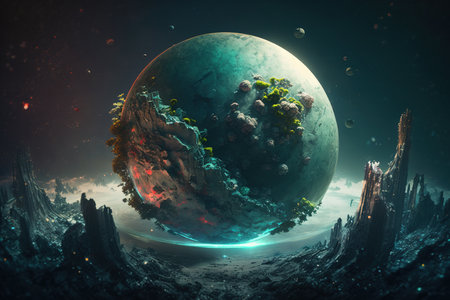 An illustration of the Earth background generated by AIの素材