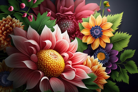 colorful flowers background generated by aiの素材
