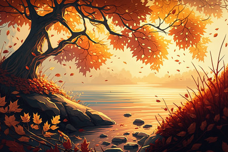 autumn leaves background generated by aiの素材