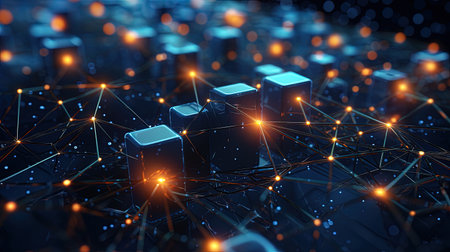 Technology background with light and geometry elements, generated by AIの素材