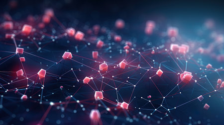 Geometric technology background with an interconnected network, generated by AIの素材