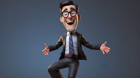 3D cartoon character of an entrepreneur, generated by AIの素材