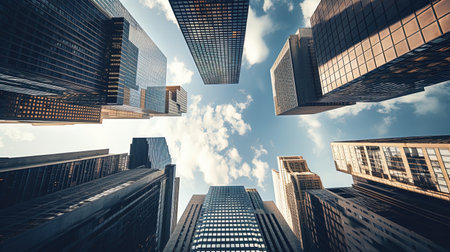 Skyscraper with a sky view, generated by AIの素材
