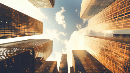 Skyscraper with a sky view, generated by AIの素材