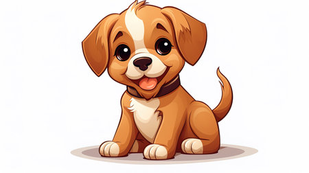 A cute dog cartoon vector icon illustration, generated by AIの素材