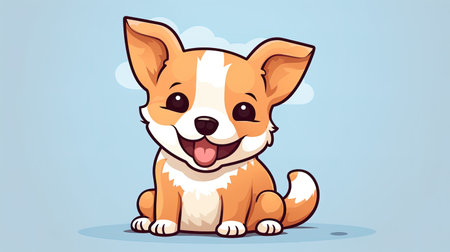 A cute dog cartoon vector icon illustration, generated by AIの素材
