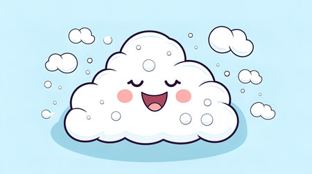 3D happy cloud emoji, generated by AIの素材