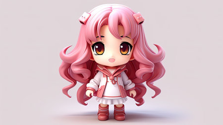 3D anime girl with chubby cheeks, generated by AIの素材