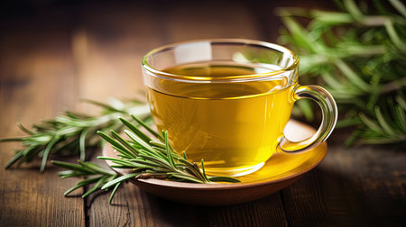 Tea in a glass with copyspace, green tea, generated by AIの素材