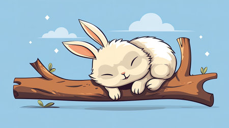 Beautiful sleeping little rabbit, generated by AIの素材