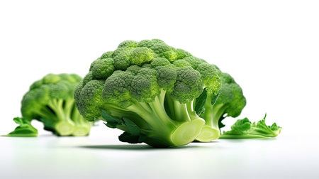 Photo realistic broccoli on a white background, generated by AIの素材
