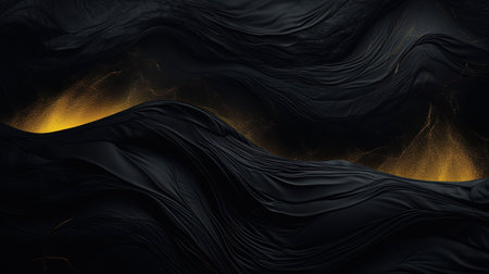 Luxury abstract black wavy background, generated by AIの素材