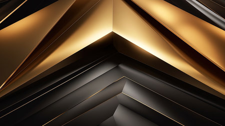 Black and gold polygonal background, generated by AIの素材