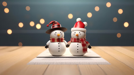 Snowman celebrating Christmas 3D rendering, generated by AIの素材