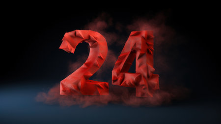 3D text illustration of the number 24, AI generativeの素材