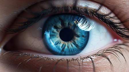 Close up of a beautiful blue eyed baby, AI generativeの素材