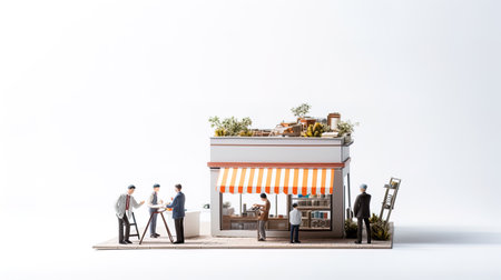 Miniature business on a white background, AI generativeの素材