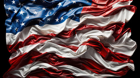 Wrinkled USA flag background, ai generativeの素材