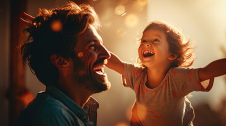 Happy Fathers Day, with a smiling child and father. ai generativeの素材