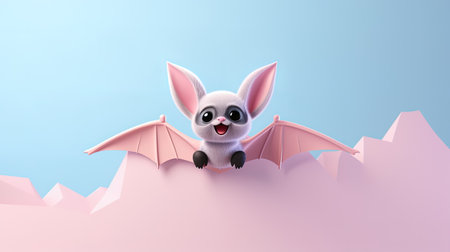 3D cute bat on a pastel background, ai generativeの素材