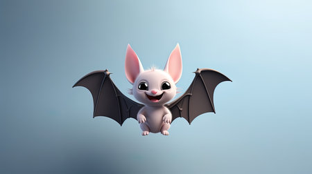 Happy cute bat with black wings, ai generativeの素材