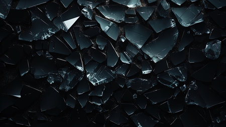 Abstract background with black shattered glass texture, ai generativeの素材
