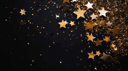Gold star particles with copy space, ai generativeの素材