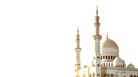 Mosque with interesting building on white background, ai generativeの素材