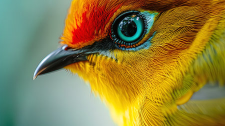 Close up photo beautiful eyes bird, ai generativeの素材