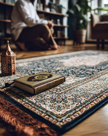Ramadan Prayer at Home With Quranの素材