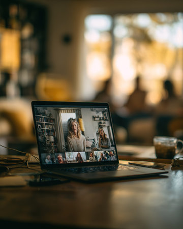 Online Meeting with Family Backgroundの素材
