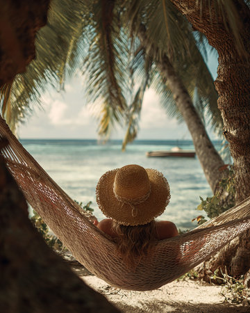Hammock Relaxing by Tropical Beachの素材