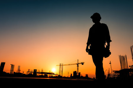 Construction Silhouette in Evening Lightの素材