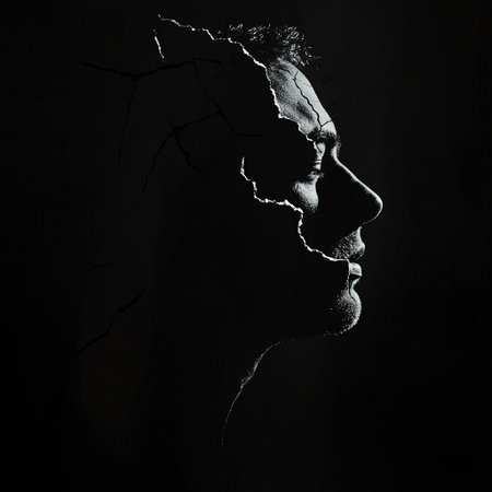 Torn Black Background Human Silhouetteの素材