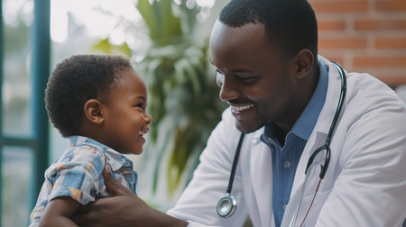 Pediatrician Examining Child with Careの素材