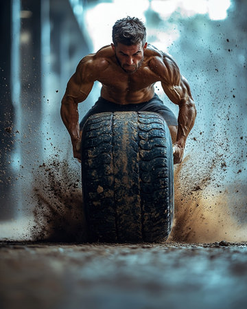 Tire Flip Action CrossFit Gym Dustの素材