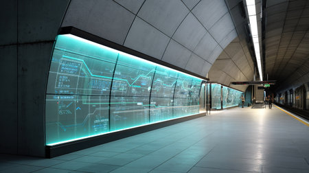 Futuristic Metro Station with Hologramsの素材