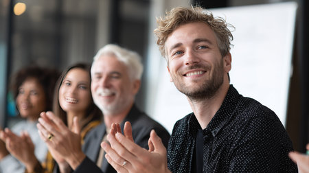 Clapping Hands in Team Meetingの素材