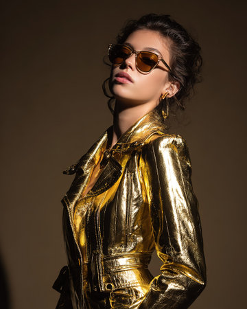 Fashion Model In Leather Jacketの素材