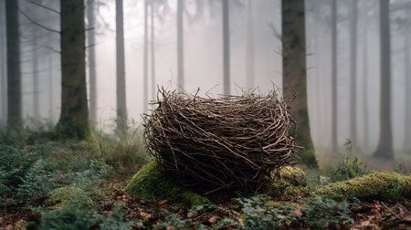 Round Nest In Misty Forestの素材