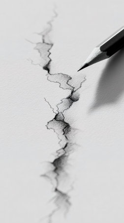 Vertical minimal pencil drawing line, simple design for clipart and minimal art style.の素材