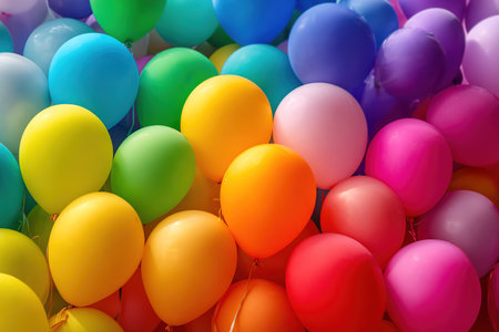A vibrant collection of colorful balloons creating a festive background.の素材