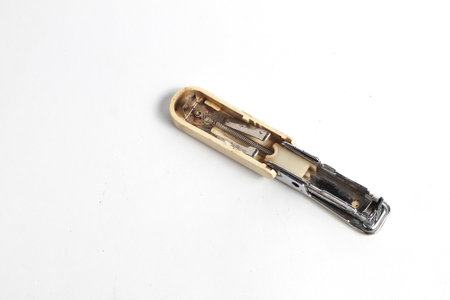 Old stapler isolated on white background, clipping path included.の写真素材