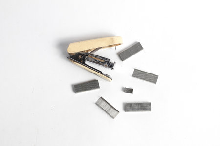 Stapler and staples isolated on white background with clipping path.