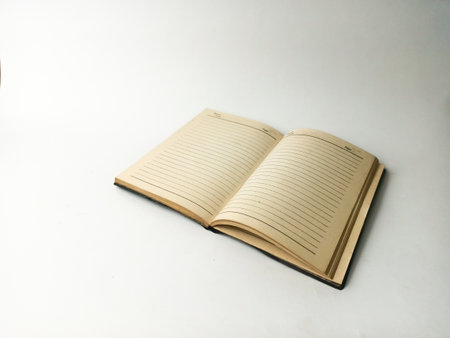 Notebook on a white background with space for your text or image